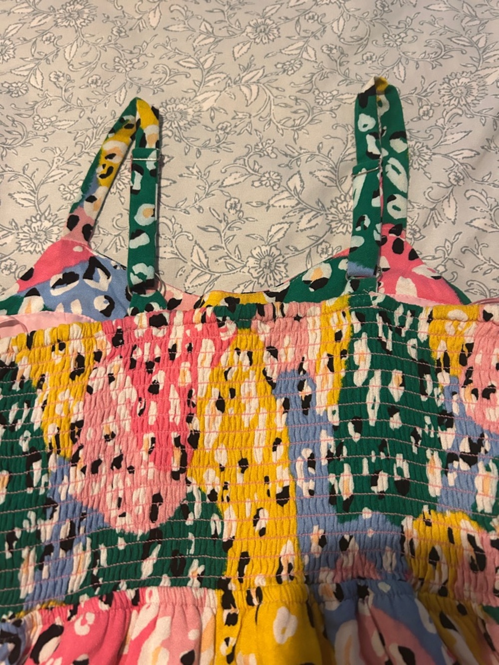 Colorblock Leopard Print Button-Front Romper - Picture 2 of 13
